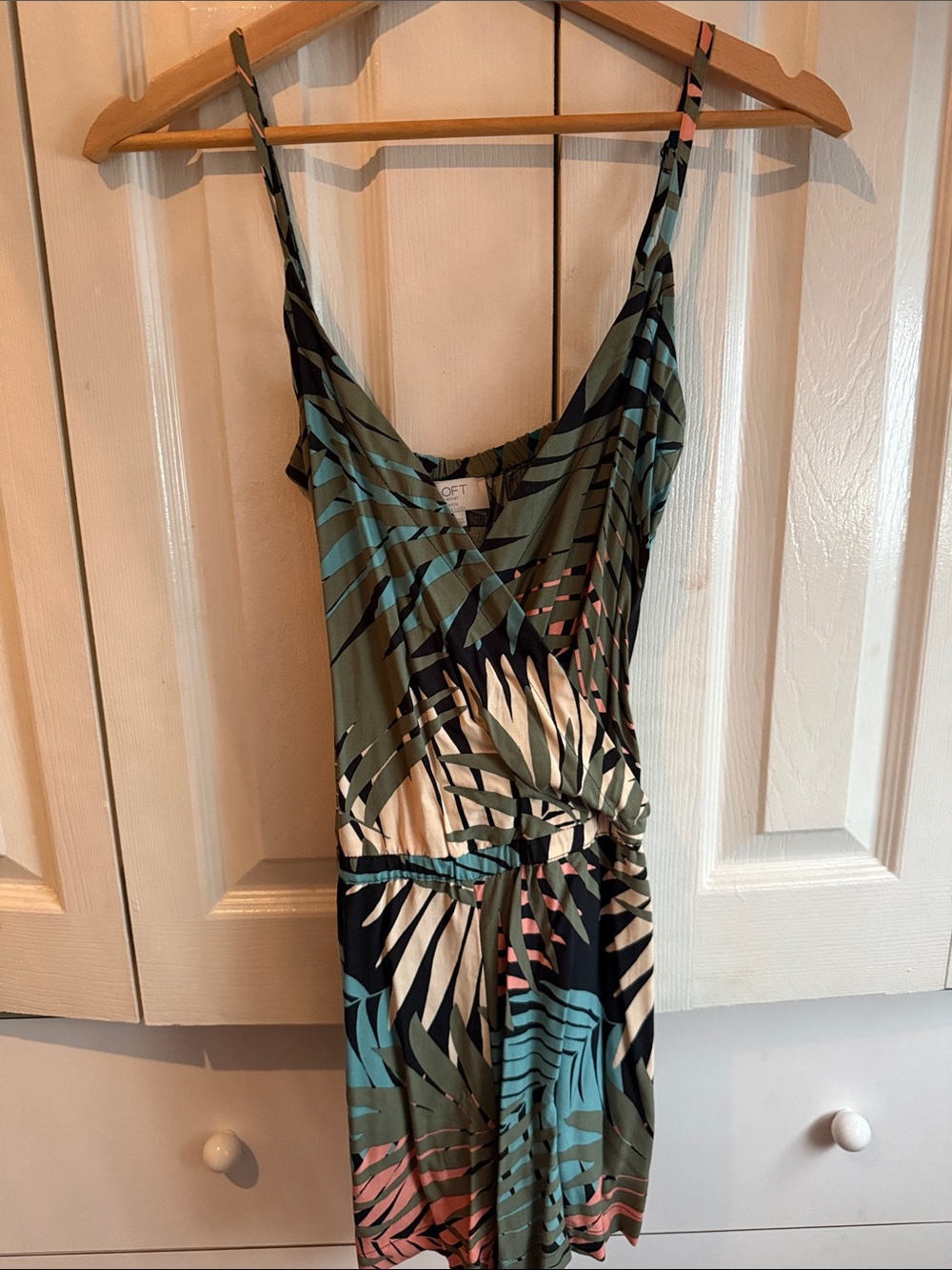 LOFT Tropical Palm Print Sleeveless Dress XXS
